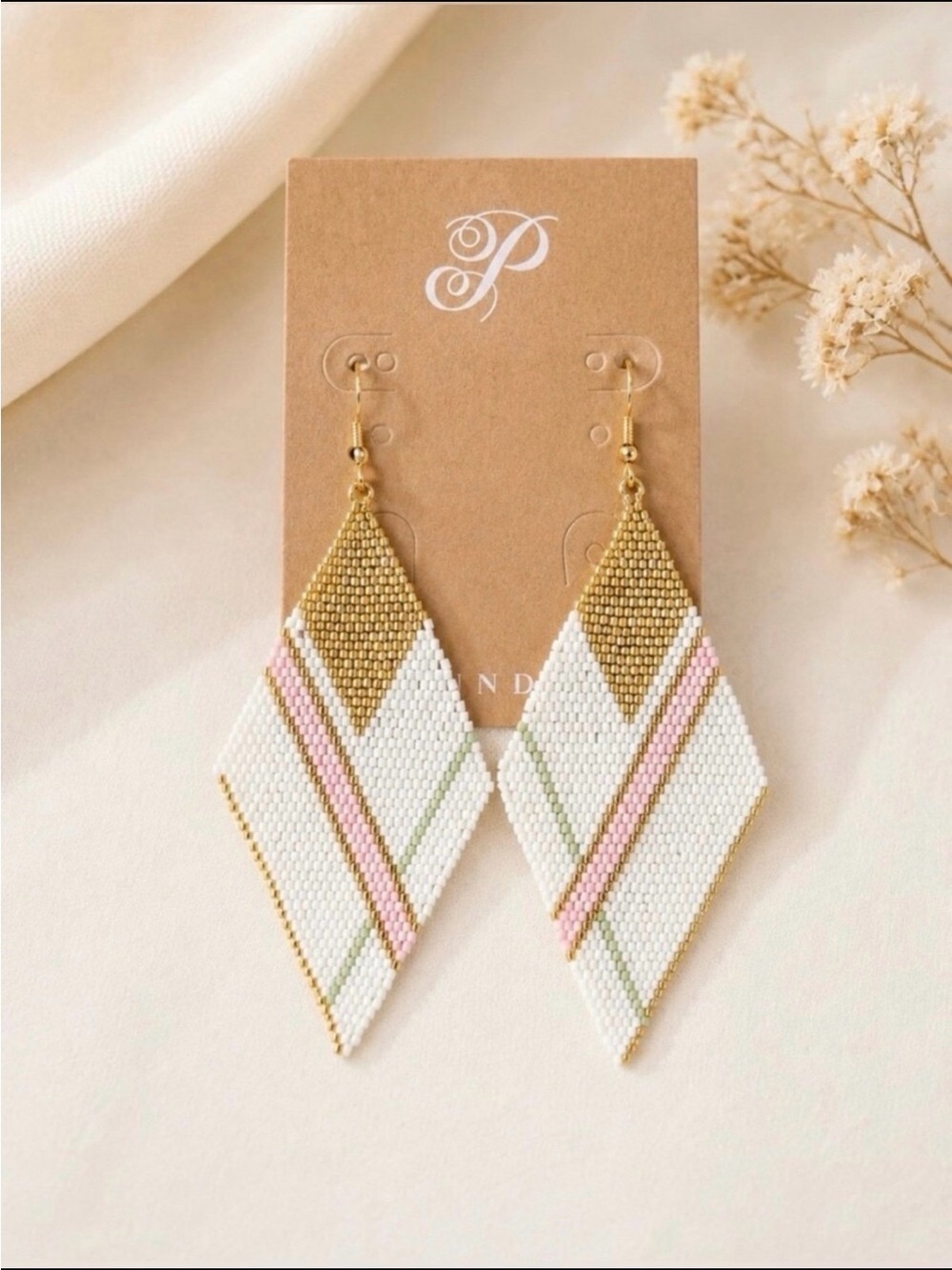 Plunder Design Lainey Woven Seed Bead Drop Earrings NWOT